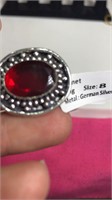 Red Garnet Stone Ring Sz 8