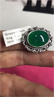 Green Onyx Stone Ring Sz 6