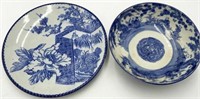 Chinese Blue & White Bowl and Large Plate.