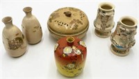 Lot of Japanese Vases and Covered Container.