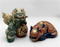 Lot: Oriental Ceramic Foo Dog and Cat Figures.