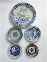 Lot: 4 Asian Dishes and Lg. Chinese Charger.