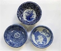 Lot of 3 Chinese Blue and White Bowls.