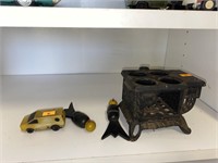 Toy cast iron stone, hot wheels and toys
