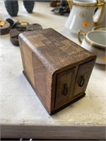 Vintage wooden playing card box