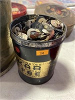 Tin full of vintage buttons