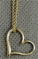 14k Gold 18" Necklace Heart Pendant 2.1 Dwt
