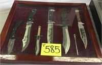 Display case of hunting knives