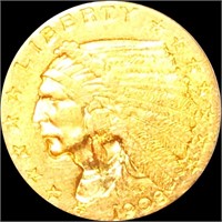 1908 $2.50 Gold Quarter Eagle ABOUT UNCIRCULATED