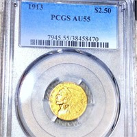 1913 $2.50 Gold Quarter Eagle PCGS - AU55