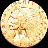 1910 $2.50 Gold Quarter NEARLY UNCIRCULATED