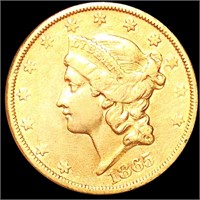 1865-S $20 Gold Double Eagle NEARLY UNCIRCULATED