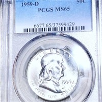 1959-D Franklin Half Dollar PCGS - MS65