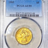 1885 $5 Gold Half Eagle PCGS - AU55
