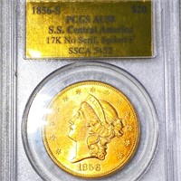 1856-S $20 Gold Double Eagle PCGS - AU58 SHIPWRECK