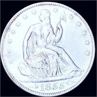 1855 Seated Half Dollar NEARLY UNCIRCULATED