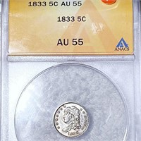 1833 Capped Bust Half Dime ANACS - AU55