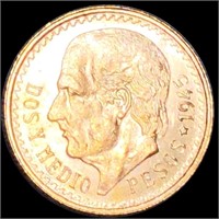1945 Mexican 2.5 Gold Pesos CLOSELY UNCIRCULATED