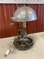 Country style lamp made from a grinder and a
