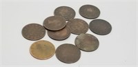 Lot Of 10 Queen Victoria Large Cents - 1876-1900