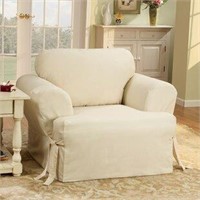Ivory Cotton Duck T-cushion Armchair Slipcover