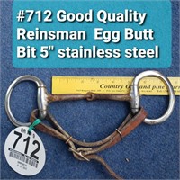 Tag #712 - REINSMAN Eggbutt Bit w/leather chin