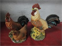 SET OF NEW RESIN ROOSTERS