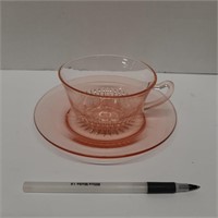 VINTAGE PINK GLASS CUP & SUACER