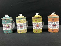 4 World Market Porcelain Tea Cups