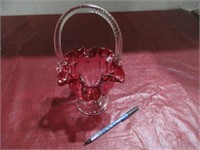 CRANBERRY GLASS BRIDES BASKET DISH