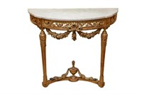 FRENCH MARBLE TOP GILTWOOD CONSOLE TABLE