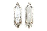 PAIR OF VENETIAN MIRRORED WALL SCONCES