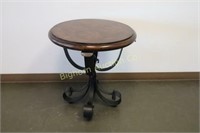 Round End Table w/ Wooden Top & Metal Base