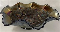Amethyst Carnival Glass Bowl with Fruit Pattern