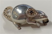 Sterling Mouse Pin w/ Marcasite Tail and Ears