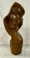 Wooden Carved Woman Bust