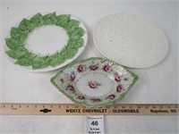 2 LARGE SERVING PLATTERS AND ROSE SERVING DISH