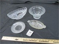 4 CLEAR GLASS DISHES