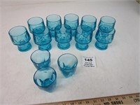 COOL VINTAGE BLUE GLASSES - ONE HAS CHIP