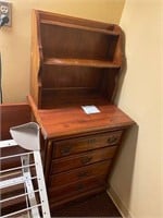 3 Drawer cherry Dresser with shelving unit on top