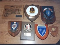 7 PLAQUES ARMY & NAVY EMBLEMS 1 BLANK PLAQUE