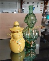 Vintage Bicentinal Green Glass Vase & Bank