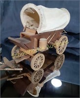 Vintage Wood Covered Wagon 10" width  no markings
