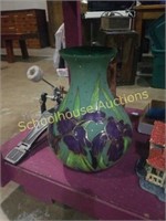 Large purple iris vase. About 16 inches tall