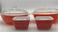 Vintage Red Pyrex Dishes
