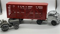 Vintage Pressed Steel Livestock Truck & Die Cast