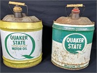 Pair of 5 Gallon Quaker State Oil Cans