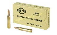 PPU 556NATO M193 55GR FMJ - 20 Rds