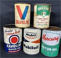 Five Vintage Advertising Cans