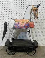 Hand Carved Horse on Wheels